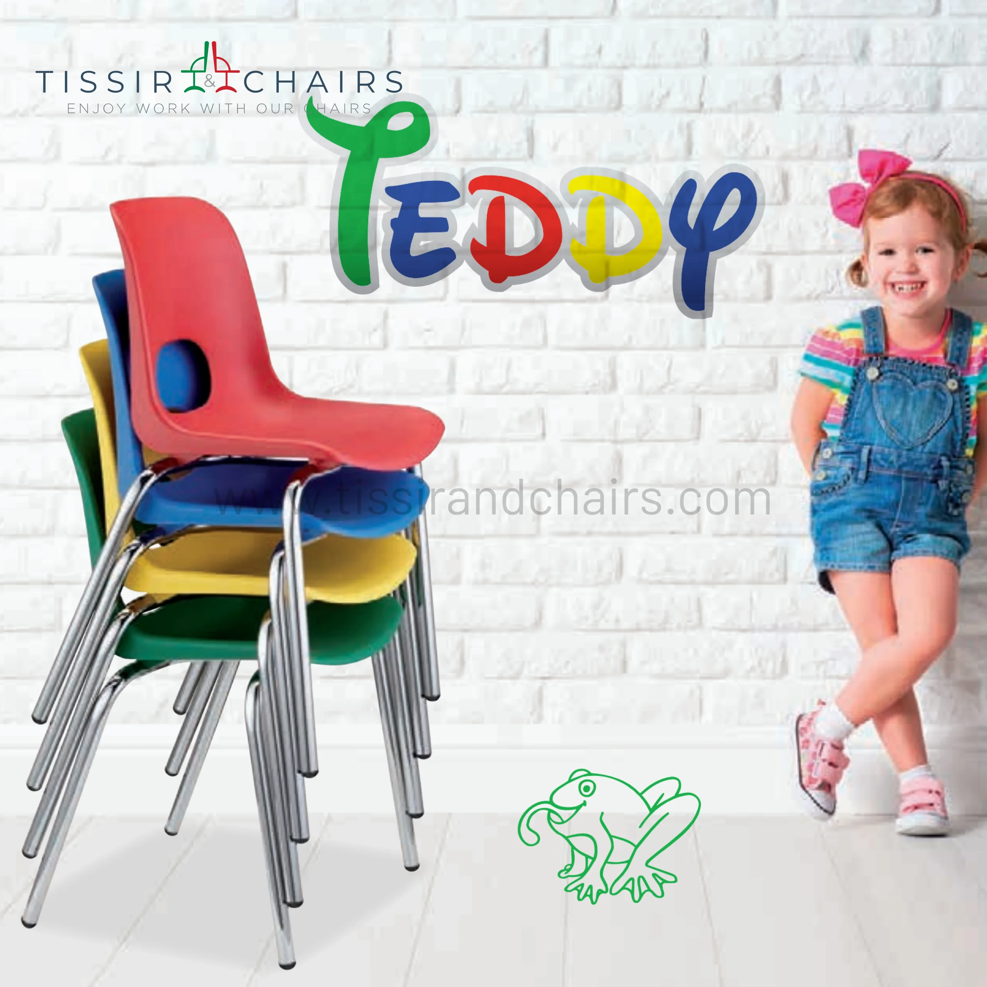 Chaise Teddy pour les écoles - Piètement métallique Laque gris